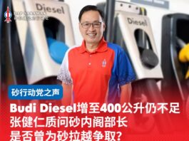 Budi Diesel增至400公升仍不足 张健仁质问砂盟内阁部长是否曾为砂拉越争取?